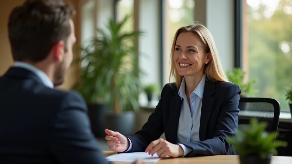 Adviseur in gesprek met een cliënt aan een bureau